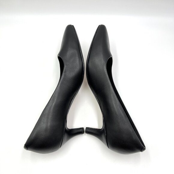 8W 8 WIDE WIDTH Clarks Womens Linvale Jerica Black Leather Pumps Heels Shoes - Picture 8 of 13